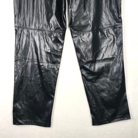 Halston Faux Leather Pleated Pants Medium Trouser Shiny Quiet Academia Baggy - Picture 8 of 10